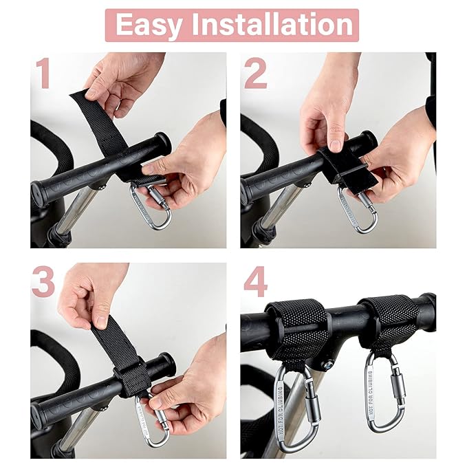 Baby Stroller Hook, Clip or Hang a Diaper Bag to Your Pram or Buggy, 2 Pieces-BubblyBeeBaby