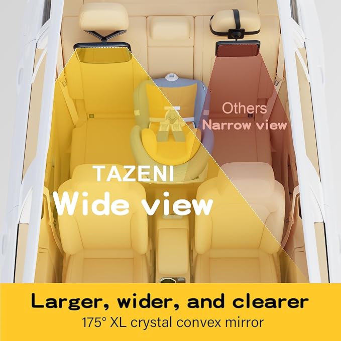 Baby Car Mirror for Baby Hook Clip Design Never Shake Baby Mirror for Car Seat Mirror Rear Facing Newborn Essentials Easy Install Back Seat Mirrors for Car Clear View ShatterProof Crash Tested-BubblyBeeBaby