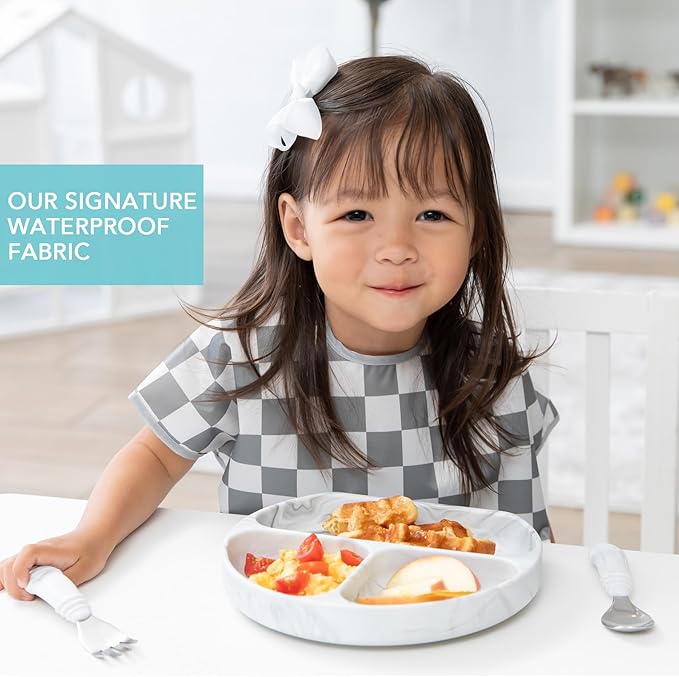 Bumkins Bibs - Toddler Bibs, Waterproof, Large for 1-3 Years, Short Sleeve-BubblyBeeBaby