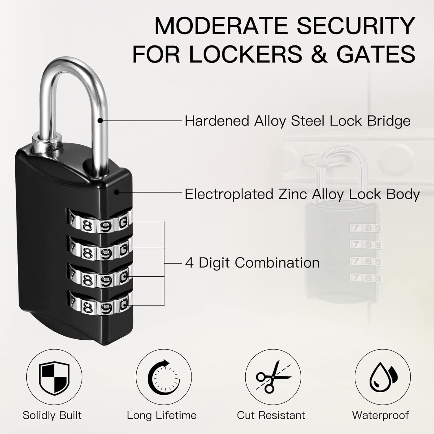 Moxweyeni 10 Pcs 4 Digit Combination Lock Small Combo Luggage Number Locks Outdoor Waterproof Padlock for Traveling Toolbox Gym Door Locker Suitcases Employee Hasp Storage