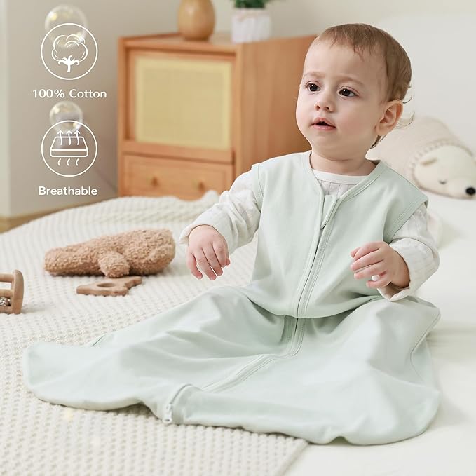 JELLYMONI Baby Sleep Sack 18-24 Months 100% Cotton Wearable Blanket, 0.5 TOG Soft Lightweight Toddler Sleeping Sack 3 Pack 2-Way Zipper Newborn Sleep Sacks-BubblyBeeBaby
