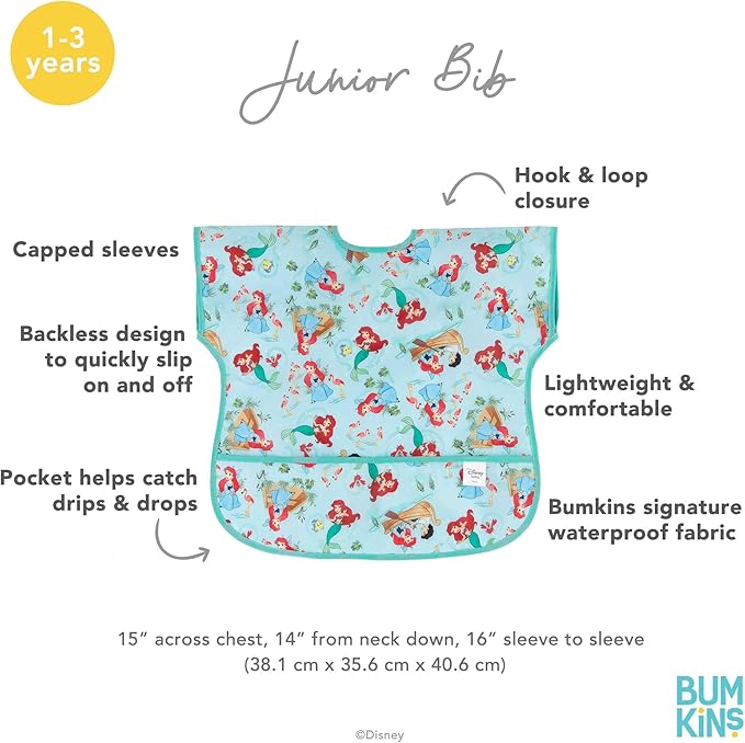 Bumkins Bibs - Toddler Bibs, Waterproof, Large for 1-3 Years, Short Sleeve-BubblyBeeBaby