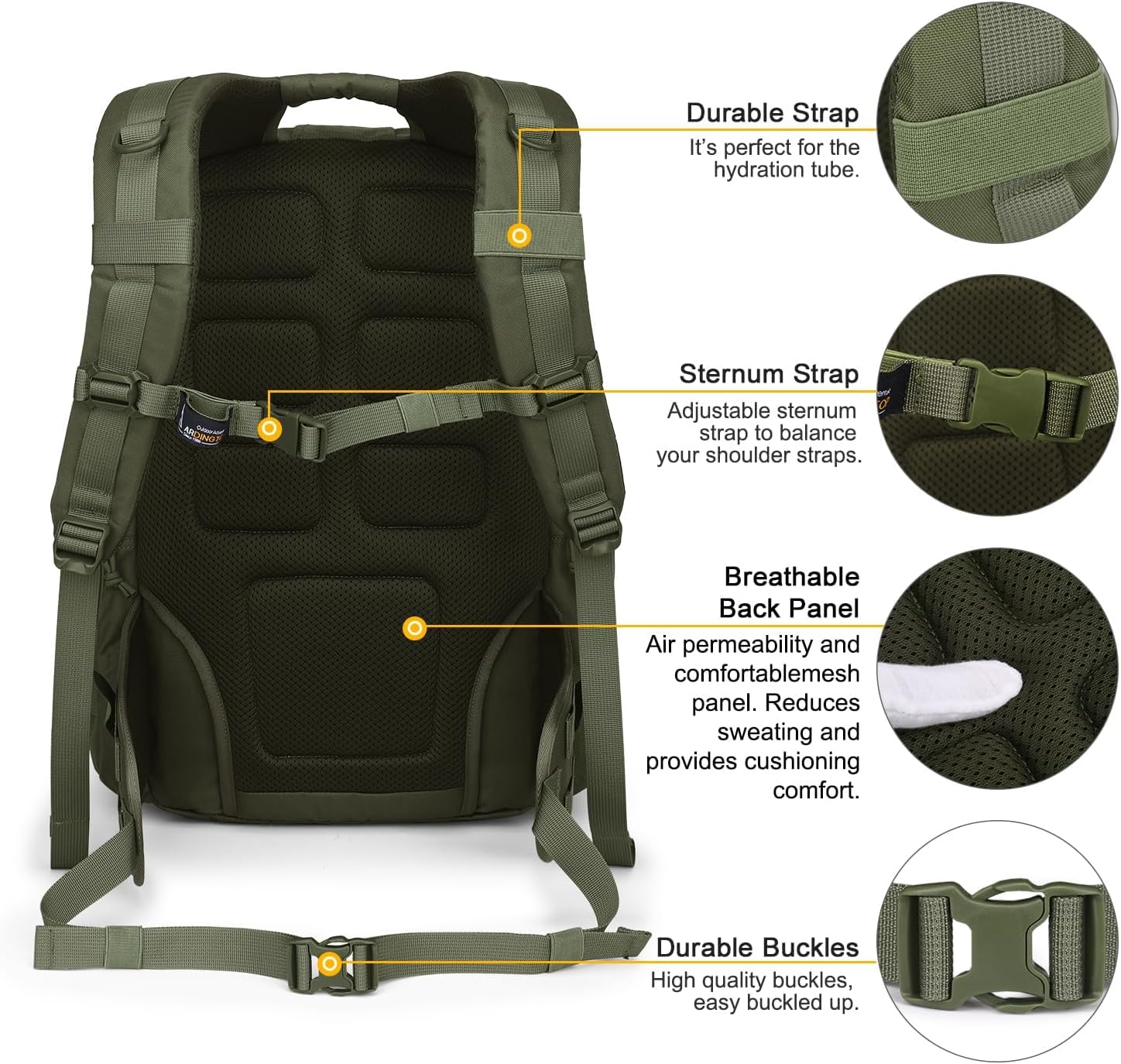 Mardingtop 40L Tactical Backpack for Men,Molle Military Backpack for Hiking,Travel,Camping, Hunting