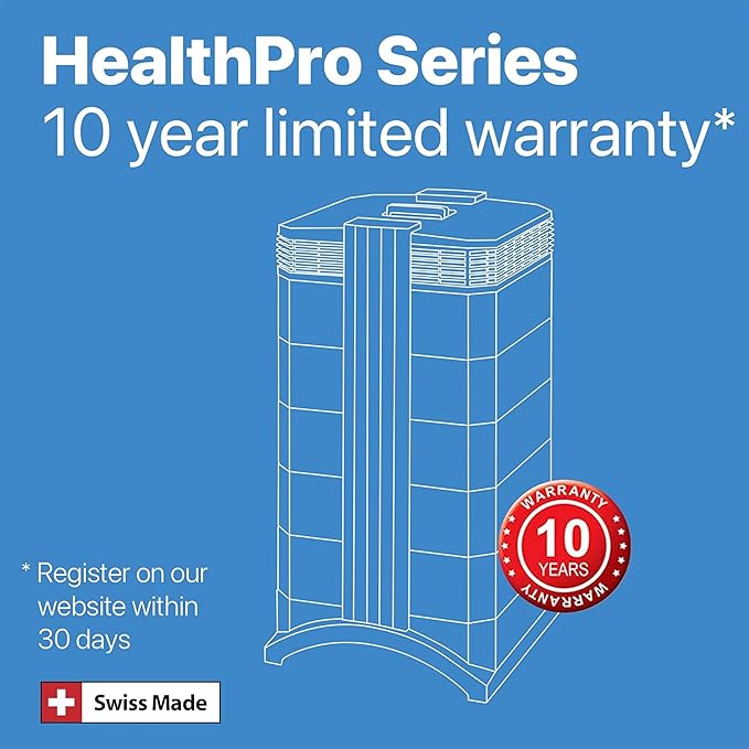 IQAir HealthPro Plus XE Air Purifier - Smart HyperHEPA Filtration for Large Rooms up to 1125 sq ft - Smoke, Viruses, Allergens, Asthma, Mold, Dust, Pets, Swiss Made, WiFi Enabled-BubblyBeeBaby