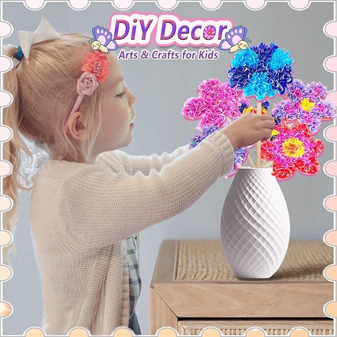 JRD&BS WINL Poke in Fun Art Kit for Kids Ages 3 up, Flower Bouquet Creative Decor Mess Free Art Set for Children Fun Activity Gifts for Boy and Girls 4-8 Year Old DIY Fabric Craft (Flower Bouquet)-BubblyBeeBaby