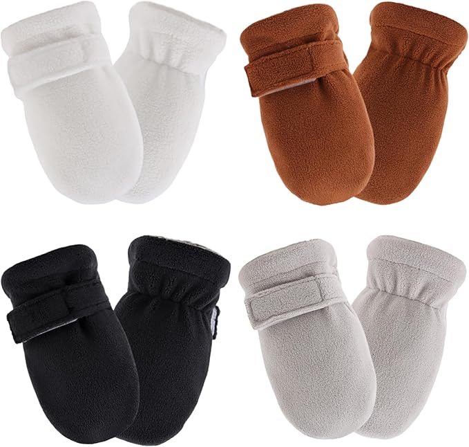 Zsedrut No Scratch Baby Mittens Toddler Infant Fleece Lined Gloves Winter Warm Mitten for Baby Boys Girls-BubblyBeeBaby