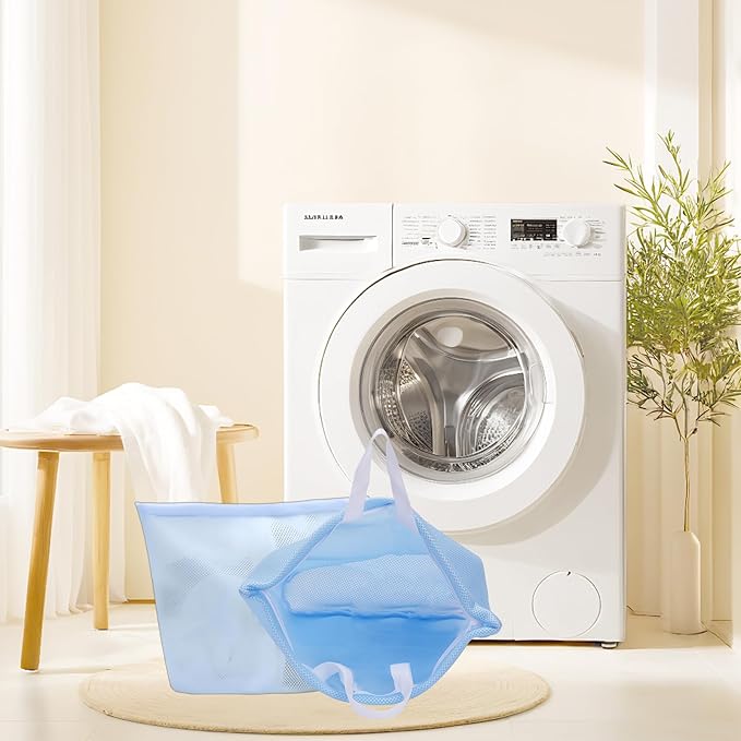 2 Pcs laundry bag with handles mesh laundry bags washing machine laundry totes travel storage and sorting bag for Clothes laundry bag for delicates(Blue2N)-BubblyBeeBaby
