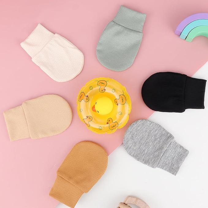 BQUBO 6 Pairs Newborn Baby Boys Girls Mittens 0-6 Months Unisex-Baby Infant Mittens Elastic No Scratch Wrist Gloves-BubblyBeeBaby