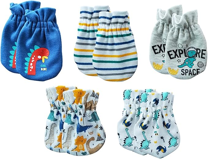 5 Pairs Baby Not Scratch Mittens 0-6 Months New Born Boy Girl Gloves Cute Infant Accessories-BubblyBeeBaby