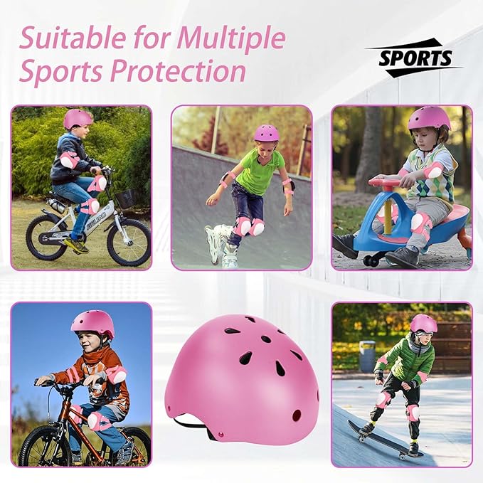 Kids Bike Helmet Set Adjustable Helmet for Ages 3-15 Kids Toddler Boys Girls Youth, Multi-Sport Bicycle Skateboarding Football Rollerskating Scooter Rollerblade Balance Bike Helmets-BubblyBeeBaby