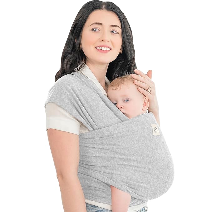 KeaBabies Baby Wrap Carrier - All in 1 Original Baby Carrier Newborn to Toddler Sling, Easy to Wear, Hands Free Bonding, Lightweight, Breathable Infant Wraps (Light Heather)-BubblyBeeBaby