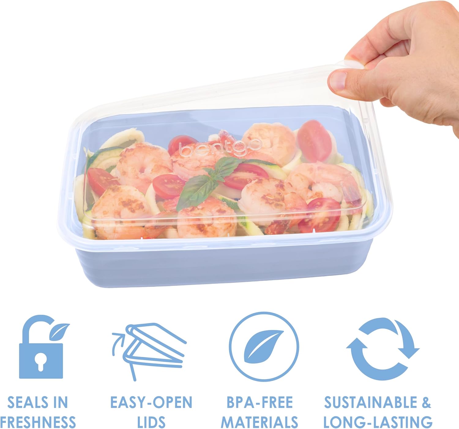 Bentgo 20-Piece Lightweight, Durable, Reusable BPA-Free 1-Compartment Containers - Microwave, Freezer, Dishwasher Safe - Periwinkle