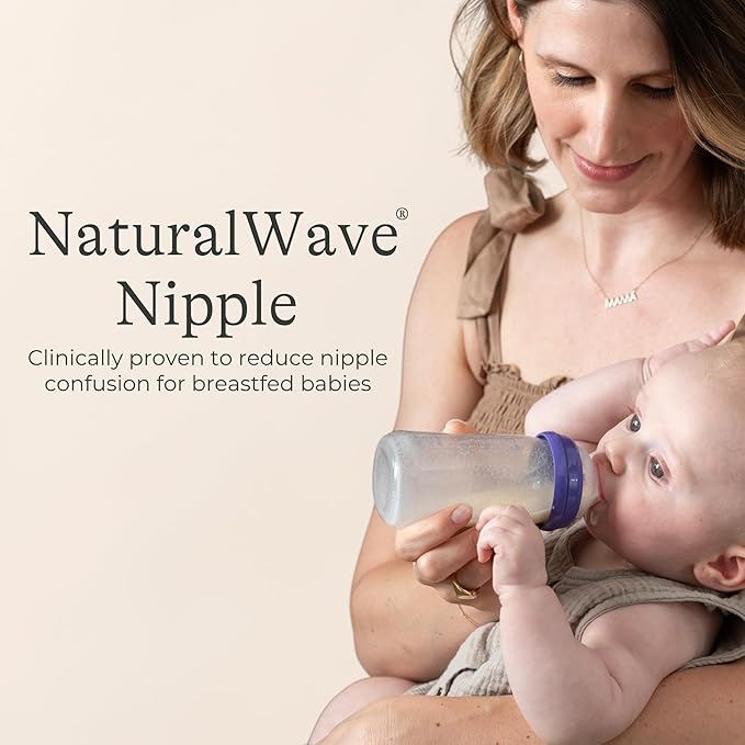 Lansinoh Anti-Colic Glass Baby Bottles, 5 Ounces, 4 Count Bottles for Feeding, Baby Essentials, Includes 4 Slow Flow Nipples, Size S-BubblyBeeBaby