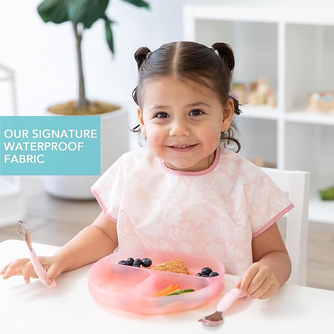 Bumkins Bibs - Toddler Bibs, Waterproof, Large for 1-3 Years, Short Sleeve-BubblyBeeBaby