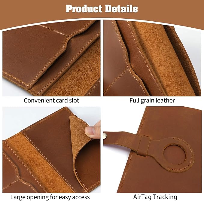 Jack&Chris Genuine Leather Passport Holder For Travel, RFID Blocking Handmade Passport Holder with Card Case Organized & Safe, Quality Travel Essentials for Women and Men for Gifting, Brown-BubblyBeeBaby