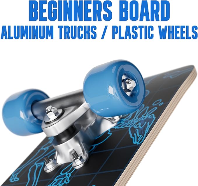 24 inch Rude Boyz Mini Cruiser Skateboard - Aluminium Trucks - Kids Skateboard Ages 5-8 Beginner - Skateboards for Kids-BubblyBeeBaby