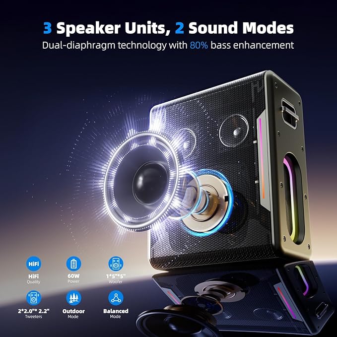 Karaoke Machine with 2 Wireless Microphones Portable Bluetooth Karaoke Machine for Adults Kids DSP Chip Karaoke Speaker with LED Lights Supports TWS TF Card USB AUX in-BubblyBeeBaby