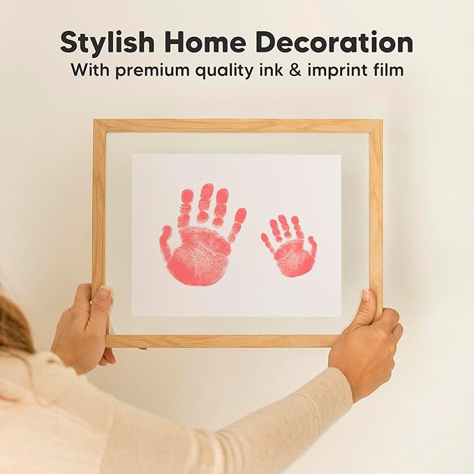 1-Pack Inkless Baby Hand and Footprint Kit - Mess Free Ink Pad for Newborn Keepsake, Dog Nose & Paw Print Kit, Clean Touch Ink Pad for Baby Hand & Footprints, Ideal New Mom Gifts (Candy Pink, J)-BubblyBeeBaby