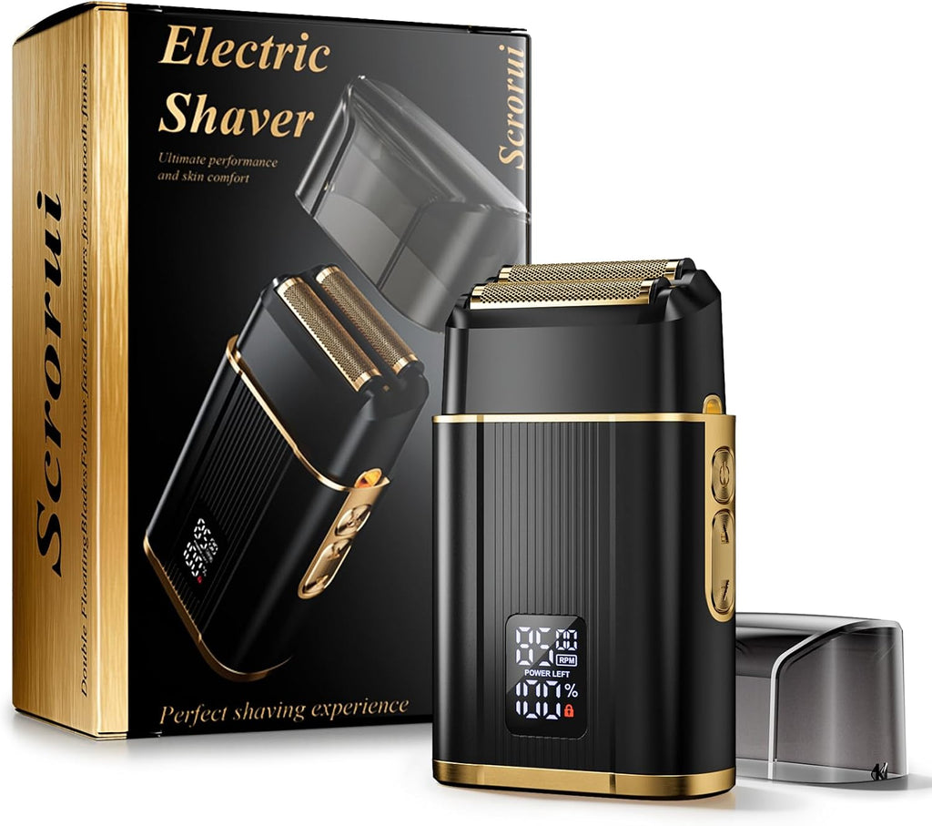 Professional Foil Shaver for Men: Cordless Electric Razor with High-Speed Dual Blades, Rechargeable USB-C, IPX6 Waterproof & Travel-Friendly/Home Use