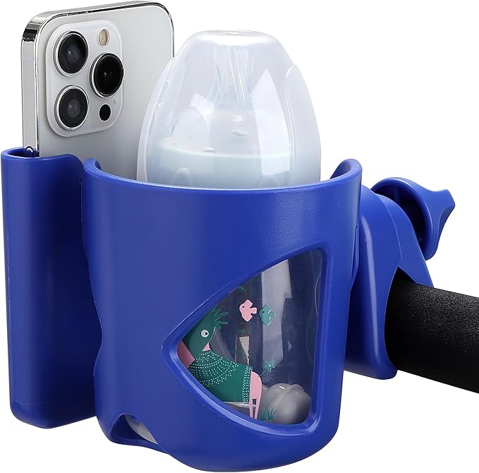 Accmor Universal Cup Holder, Stroller Cup Holder with Phone Holder, 360° Rotatable Large Caliber Designed Bottle Holder for Stroller, Bike, Wheelchair, Walker, Scooter-BubblyBeeBaby