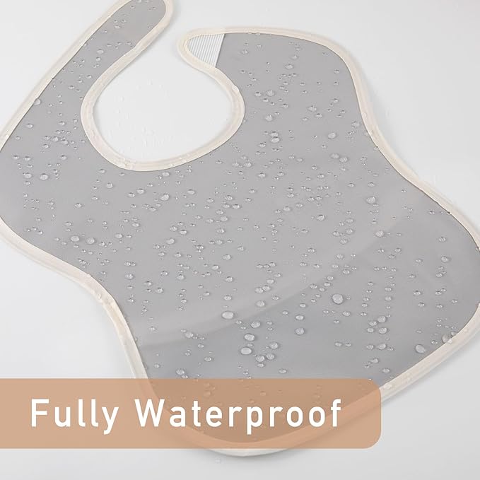Mess Proof Baby Bib 3 Pack, Waterproof Led Weaning Baby Feeding Bibs with Food Catcher, Travel Feeding Bibs-BubblyBeeBaby