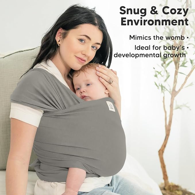 KeaBabies Baby Wrap Carrier - All in 1 Original Baby Carrier Newborn to Toddler Sling, Easy to Wear, Hands Free Bonding, Lightweight, Breathable Infant Wraps (Graphite)-BubblyBeeBaby