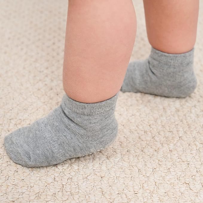 Zaples Baby Non Slip Grip Ankle Socks with Non Skid Soles for Infants Toddlers Kids Boys Girls-BubblyBeeBaby