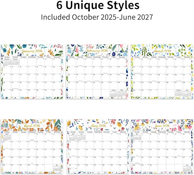 2025-2027 Magnetic Fridge Calendar 21 Monthly Magnetic Calendar for Refrigerator Planner Runs from October 2025 Until June 2027 Easy Organizing Markers Tearable (Flower)-BubblyBeeBaby