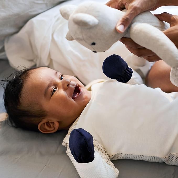Newcotte Adjustable Baby Mittens No Scratch Newborn Cotton Breathable Gloves Warm Baby Mitts for Boys-BubblyBeeBaby