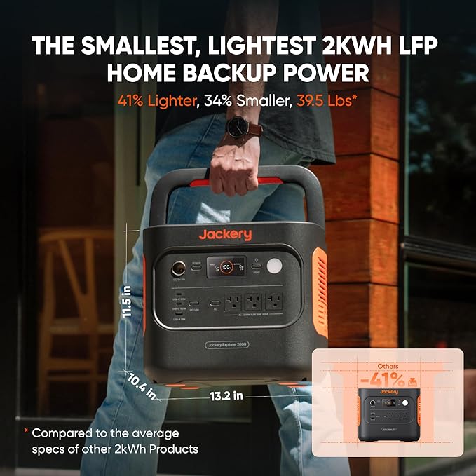 Jackery Explorer 2000 v2 Portable Power Station (2-Pack), 2042Wh LiFePO4 Battery, 2200W Solar Generator, USB-C PD 100W Fast Charging for Camping, Home Use(Solar Panel Optional)-BubblyBeeBaby