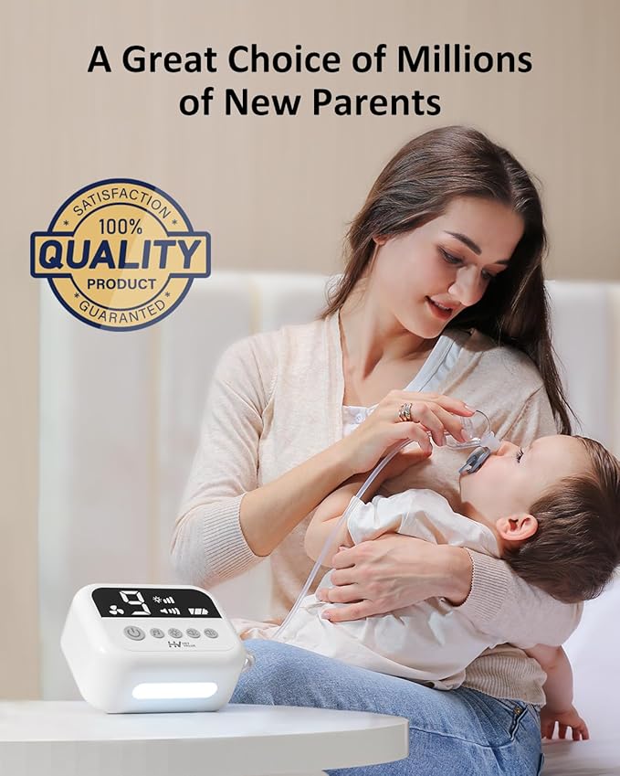 HEYVALUE Nasal Aspirator for Baby, Hospital Grade Nose Sucker with 9 Levels Suction, Night Light and Nursery Rhyme Soothing Function, Electric Nose Suction for Baby with Food-Grade Silicone Tips-BubblyBeeBaby