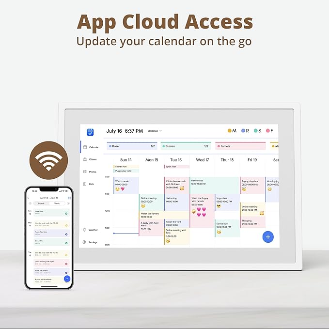 10.1" Digital Calendar Chore Chart – 1080P Full HD Interactive Touchscreen, Smart Family Planner, Hearth Display Digital Wall & Desk Mountable for Seamless Scheduling-BubblyBeeBaby