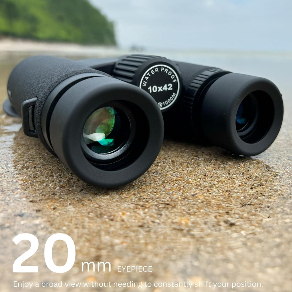 Hontry 10x42 Binoculars with IPX7 Waterproof Protection for Bird Watching, Hunting, Cruise Ship, Travel and Safari
