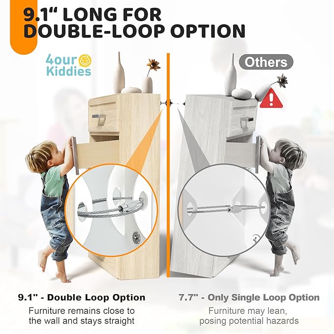 10 Pack Furniture Wall Anchors for Baby Proofing, Anti Tip Furniture Anchors, Secure 400 Pound Furniture, Dresser, Bookcase to Wall Prevent Falling, Earthquake Straps for Child Safety (Black)-BubblyBeeBaby