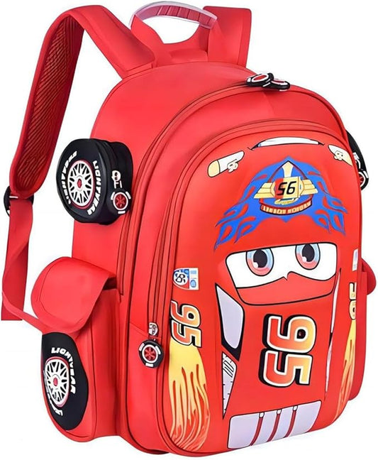Kid Toddler Boys Girls Backpack Waterproof Cartoon Truck Car Child Snack School Bag Kindergarten Backpack (Red)-BubblyBeeBaby