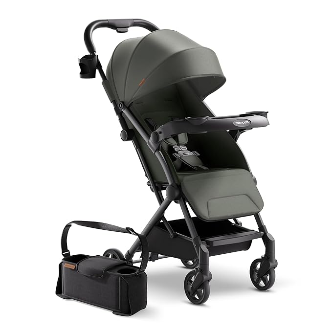 Mompush Lithe V2 Lightweight Travel Stroller, Compact Foldable Baby Stroller with Travel Bag, One-Hand Fold Stroller, Snack Tray, Mechanical Recline Seat, Airplane-Ready, Organizer & Rain Cover-BubblyBeeBaby