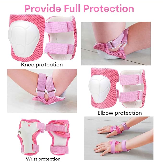 KAMUGO Kids Bike Helmet, Toddler Helmet for Ages 2-8 Boys Girls with Sports Protective Gear Set Knee Elbow Wrist Pads for Skateboard Cycling Scooter Rollerblading-BubblyBeeBaby