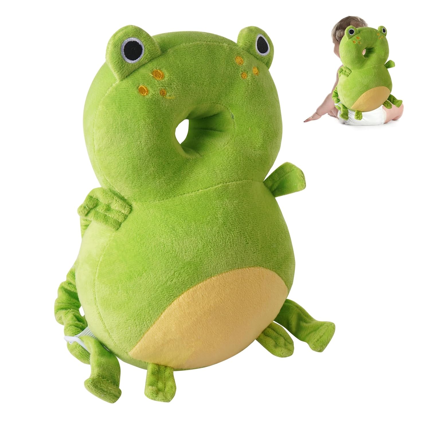 Baby Head Protector Backpack, Toddler Toddler Head Protector, Toddler Head Protector Padded Backpack Elasticated Carrier Wear (Frog)