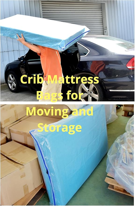 2 Pack Crib Mattress Storage Bags with Zipper -5 Mil Plastic Waterproof Crib Mattress Bags for Moving and Storage-BubblyBeeBaby