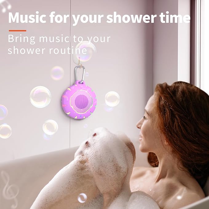 HEYSONG Waterproof Shower Bluetooth Speaker, Durable & Portable with Clear Sound, Ideal for Shower, Pool, Beach & Kayaking – Great Gift for Girls, Women & Men-BubblyBeeBaby