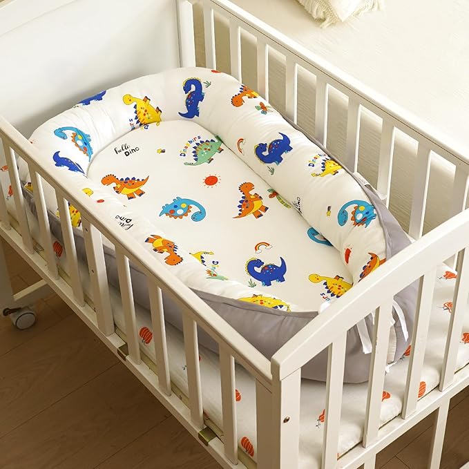 HKAI Baby Lounger – Soft Cotton Infant Floor Seat for Newborn to 24 Months, Portable Baby Essentials for Boys & Girls, Travel-Friendly Baby Lounge Pillow-BubblyBeeBaby