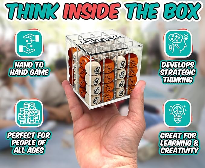 , a Unique 4 in A Row Game, 3D Strategy Board Game for Critical Thinking. The Classic Grid Game in a Sleek Acrylic Cube. Superbly Designed Wooden Cubes. Tactical Game Play for All Ages-BubblyBeeBaby