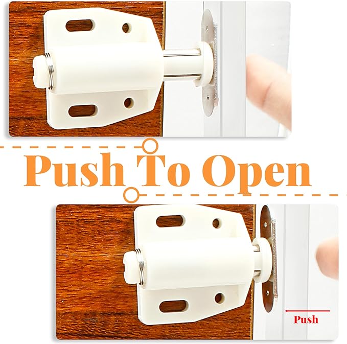 2 Pack Cabinet Magnetic Touch Latch, Push to Open Catches Magnet Push Release Latches Hardware for Kitchen Cabinet Drawer Cupboard Closet Door (White)-BubblyBeeBaby