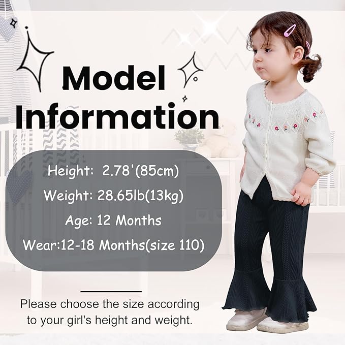 2 Pack Toddler Baby Girl Pants Flare Leggings Ribbed Knit Newborn Bell Bottoms Solid Ruffle Infant Pants for Girls-BubblyBeeBaby