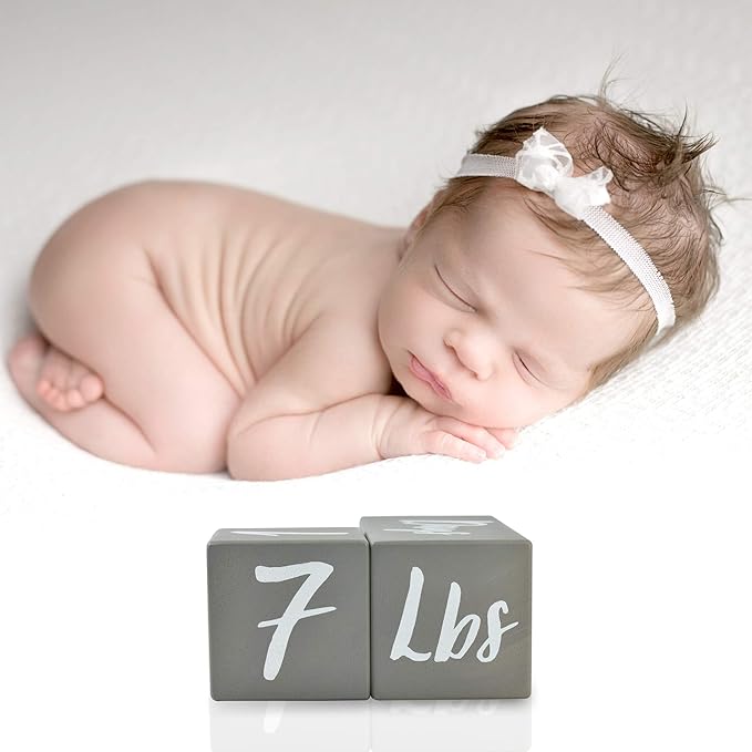 I'm Solid Wood Weekly Monthly Yearly Baby Milestone Age Blocks, Gender Neutral, Newborn Gifts & Keepsakes for Picture Props (3 Pcs/Grey)-BubblyBeeBaby