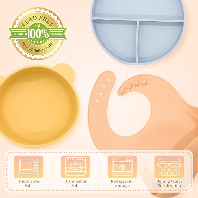Silicone Baby Feeding Set 21 Pcs, Baby Led Weaning Supplies, Baby Feeding Supplies Set BPA Free, Essentials for Newborn Gift Mixed-BubblyBeeBaby
