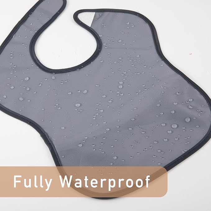 Mess Proof Baby Bib 3 Pack, Waterproof Led Weaning Baby Feeding Bibs with Food Catcher, Travel Feeding Bibs-BubblyBeeBaby