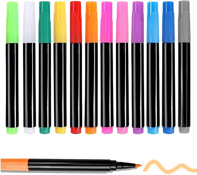 12-Color Markers for Doodle Glow，Neon Dry Erase Markers for Led Drawing Board, Non-Toxic Erasable Chalk Marker for Clear Acrylic Calendar, Mirror, Window, First Day Of School Sign-BubblyBeeBaby