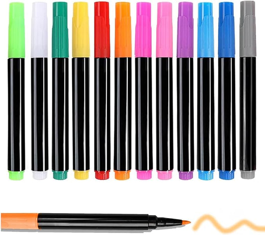 12-Color Markers for Doodle Glow，Neon Dry Erase Markers for Led Drawing Board, Non-Toxic Erasable Chalk Marker for Clear Acrylic Calendar, Mirror, Window, First Day Of School Sign-BubblyBeeBaby