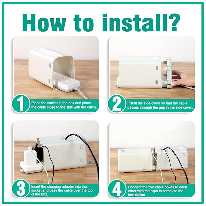 Improved Power Strip Cover Box(2 Pack) 丨Outlet Covers Baby Proofing丨Outlet Cover Box丨Adjustable Length Childproof Outlet Cover丨Preventing Toddlers from Touching Sockets丨Fits Most Sockets.-BubblyBeeBaby